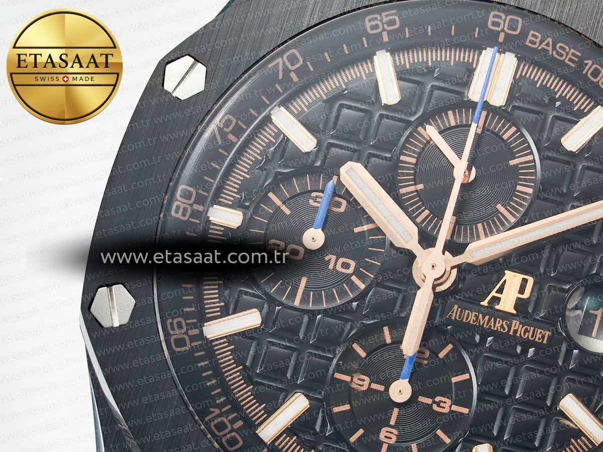 Audemars Piguet Royal Oak Offshore 44mm Black Ceramic Best Edition Black Dial on Black Rubber A3126 - Görsel 11