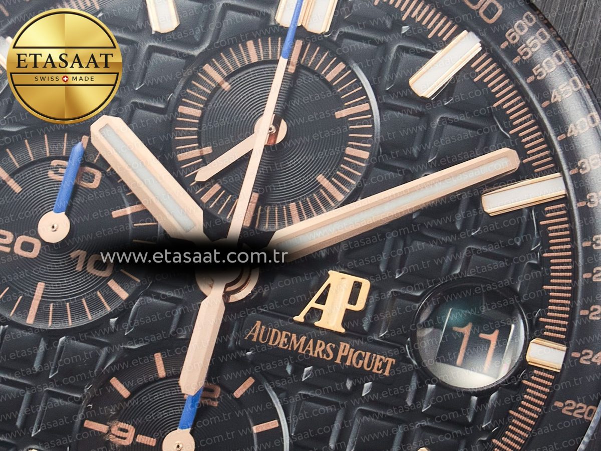 Audemars Piguet Royal Oak Offshore 44mm Black Ceramic Best Edition Black Dial on Black Rubber A3126 - Görsel 12