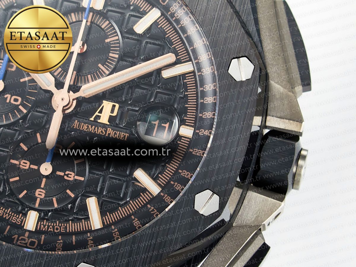 Audemars Piguet Royal Oak Offshore 44mm Black Ceramic Best Edition Black Dial on Black Rubber A3126 - Görsel 13