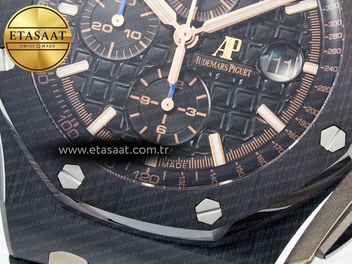 Audemars Piguet Royal Oak Offshore 44mm Black Ceramic Best Edition Black Dial on Black Rubber A3126 - Görsel 14