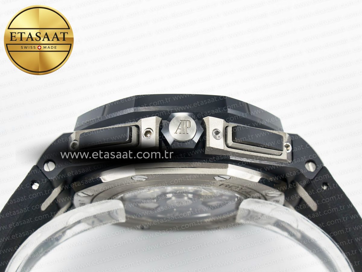 Audemars Piguet Royal Oak Offshore 44mm Black Ceramic Best Edition Black Dial on Black Rubber A3126 - Görsel 17