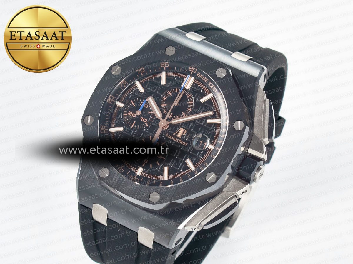 Audemars Piguet Royal Oak Offshore 44mm Black Ceramic Best Edition Black Dial on Black Rubber A3126 - Görsel 2
