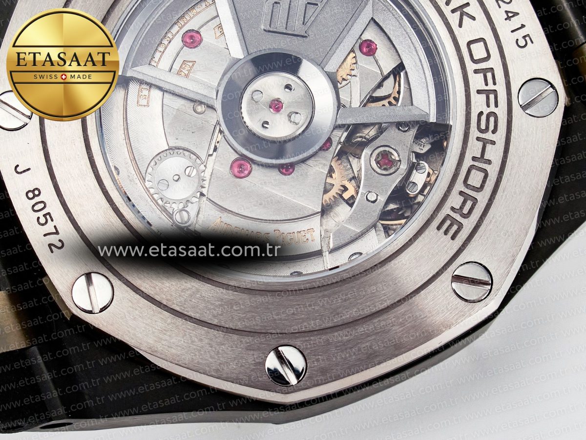 Audemars Piguet Royal Oak Offshore 44mm Black Ceramic Best Edition Black Dial on Black Rubber A3126 - Görsel 24