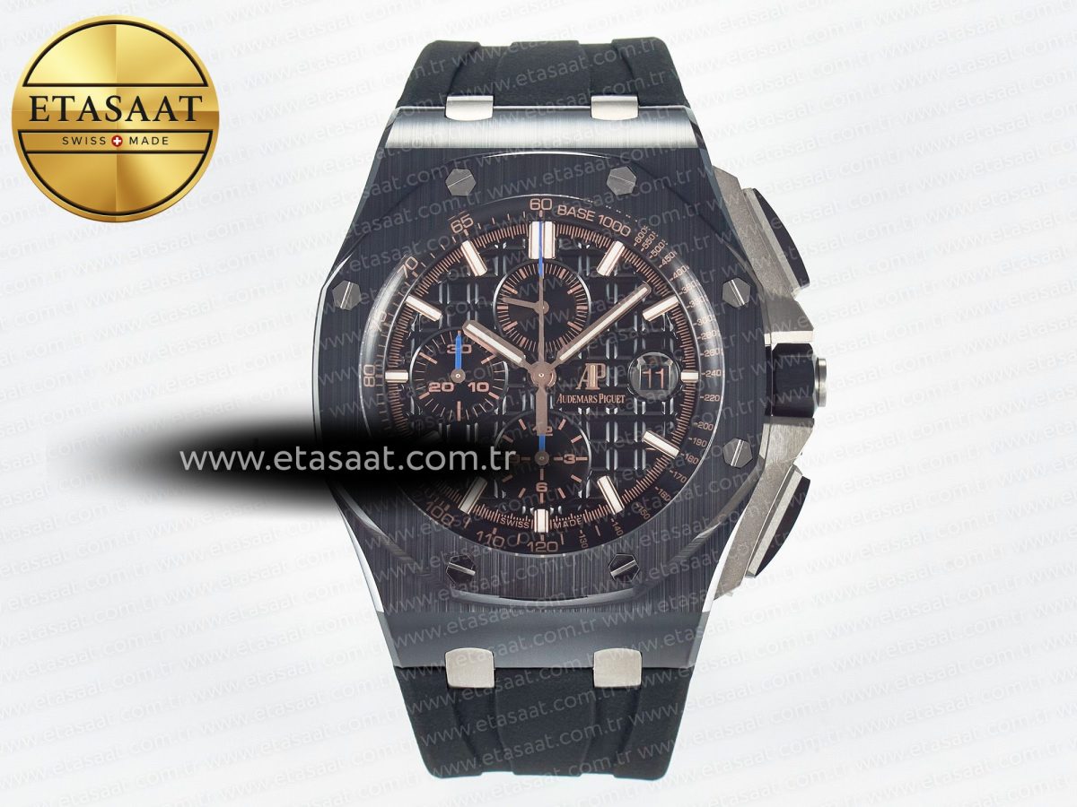 Audemars Piguet Royal Oak Offshore 44mm Black Ceramic Best Edition Black Dial on Black Rubber A3126 - Görsel 3