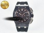 Audemars Piguet Royal Oak Offshore 44mm Black Ceramic Best Edition Black Dial on Black Rubber A3126 - Görsel 3