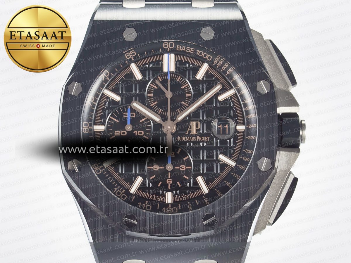 Audemars Piguet Royal Oak Offshore 44mm Black Ceramic Best Edition Black Dial on Black Rubber A3126 - Görsel 4