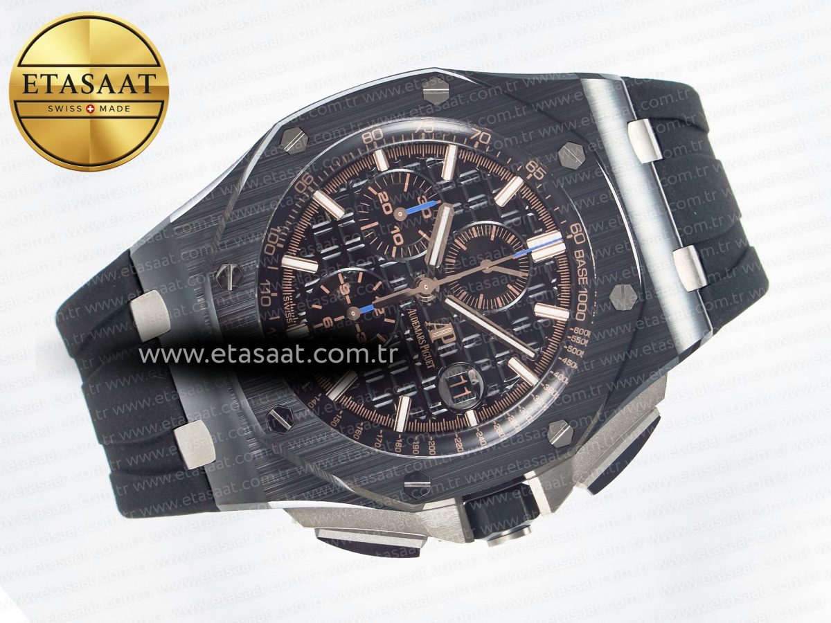 Audemars Piguet Royal Oak Offshore 44mm Black Ceramic Best Edition Black Dial on Black Rubber A3126 - Görsel 8