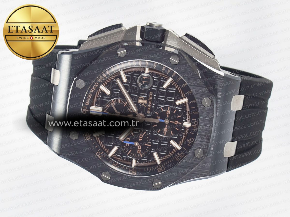 Audemars Piguet Royal Oak Offshore 44mm Black Ceramic Best Edition Black Dial on Black Rubber A3126 - Görsel 9