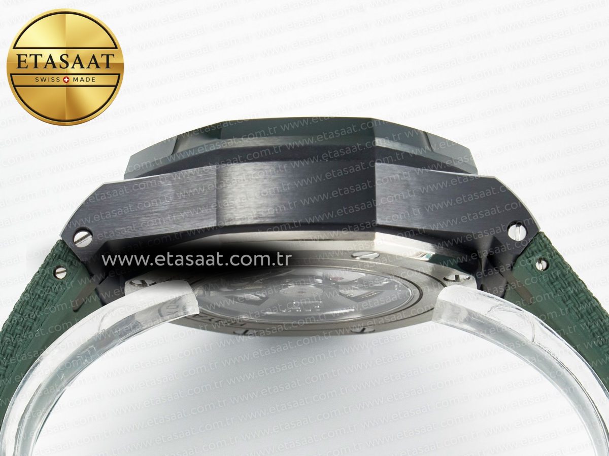 Audemars Piguet Royal Oak Offshore 44mm Black Ceramic TKF 1:1 Best Edition Green Dial on Green Rubber Strap A3126 - Görsel 15