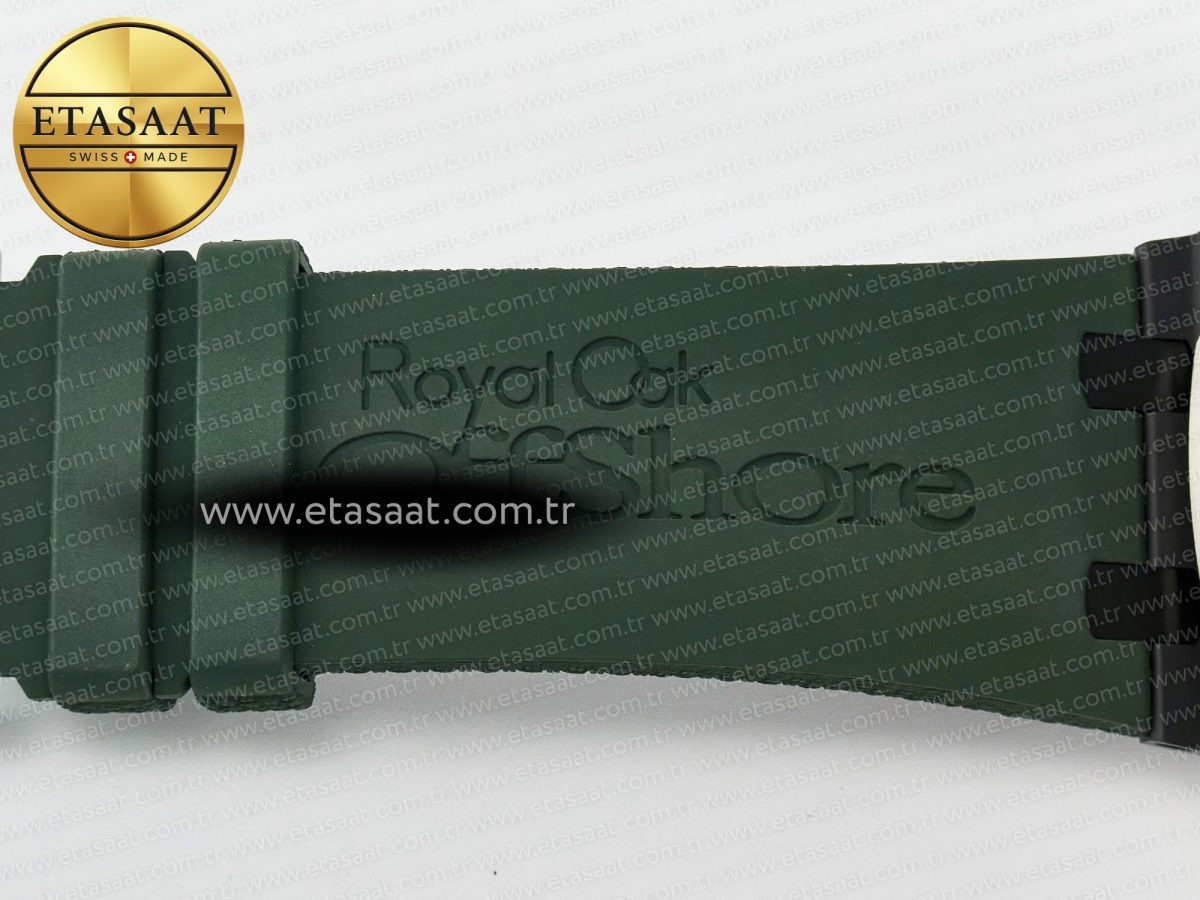 Audemars Piguet Royal Oak Offshore 44mm Black Ceramic TKF 1:1 Best Edition Green Dial on Green Rubber Strap A3126 - Görsel 25