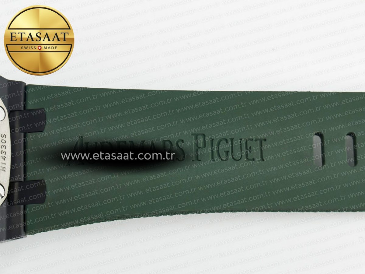 Audemars Piguet Royal Oak Offshore 44mm Black Ceramic TKF 1:1 Best Edition Green Dial on Green Rubber Strap A3126 - Görsel 26