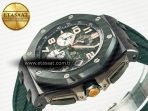 Audemars Piguet Royal Oak Offshore 44mm Black Ceramic TKF 1:1 Best Edition Green Dial on Green Rubber Strap A3126 - Görsel 6