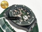 Audemars Piguet Royal Oak Offshore 44mm Black Ceramic TKF 1:1 Best Edition Green Dial on Green Rubber Strap A3126 - Görsel 7