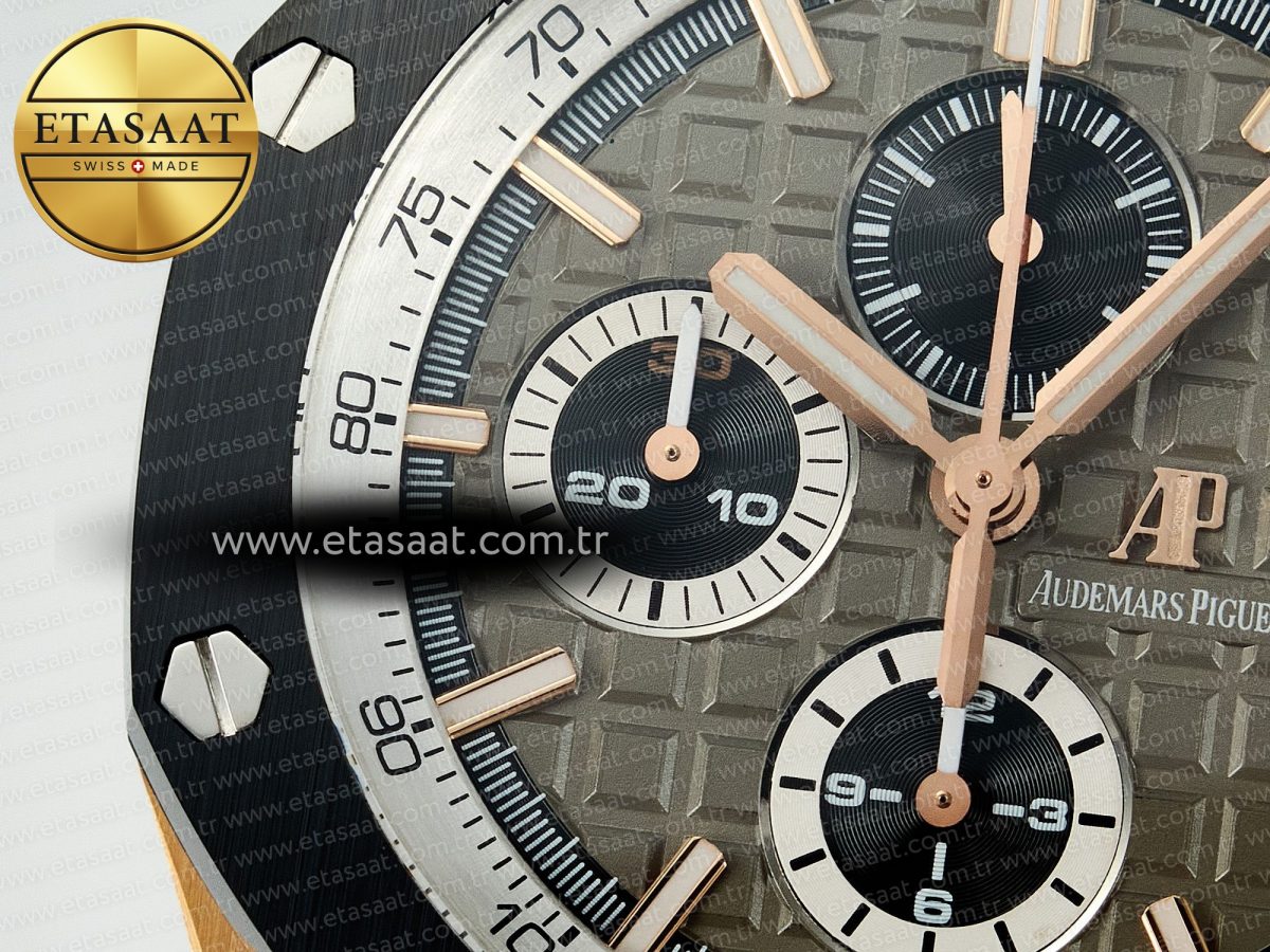 Audemars Piguet Royal Oak Offshore 44mm RG TKF 1:1 Best Edition Gray Dial on Black Rubber Strap A3126 - Görsel 10