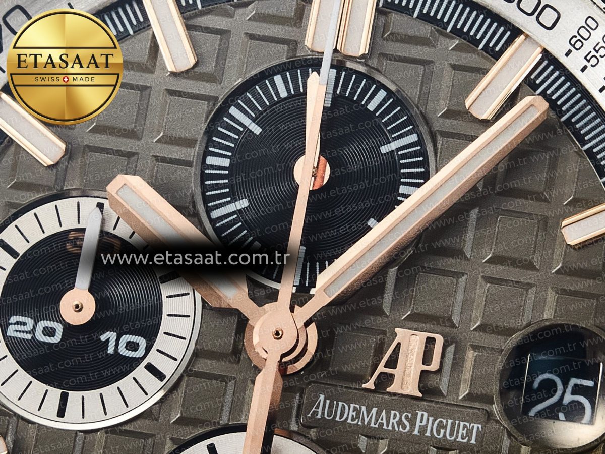 Audemars Piguet Royal Oak Offshore 44mm RG TKF 1:1 Best Edition Gray Dial on Black Rubber Strap A3126 - Görsel 11