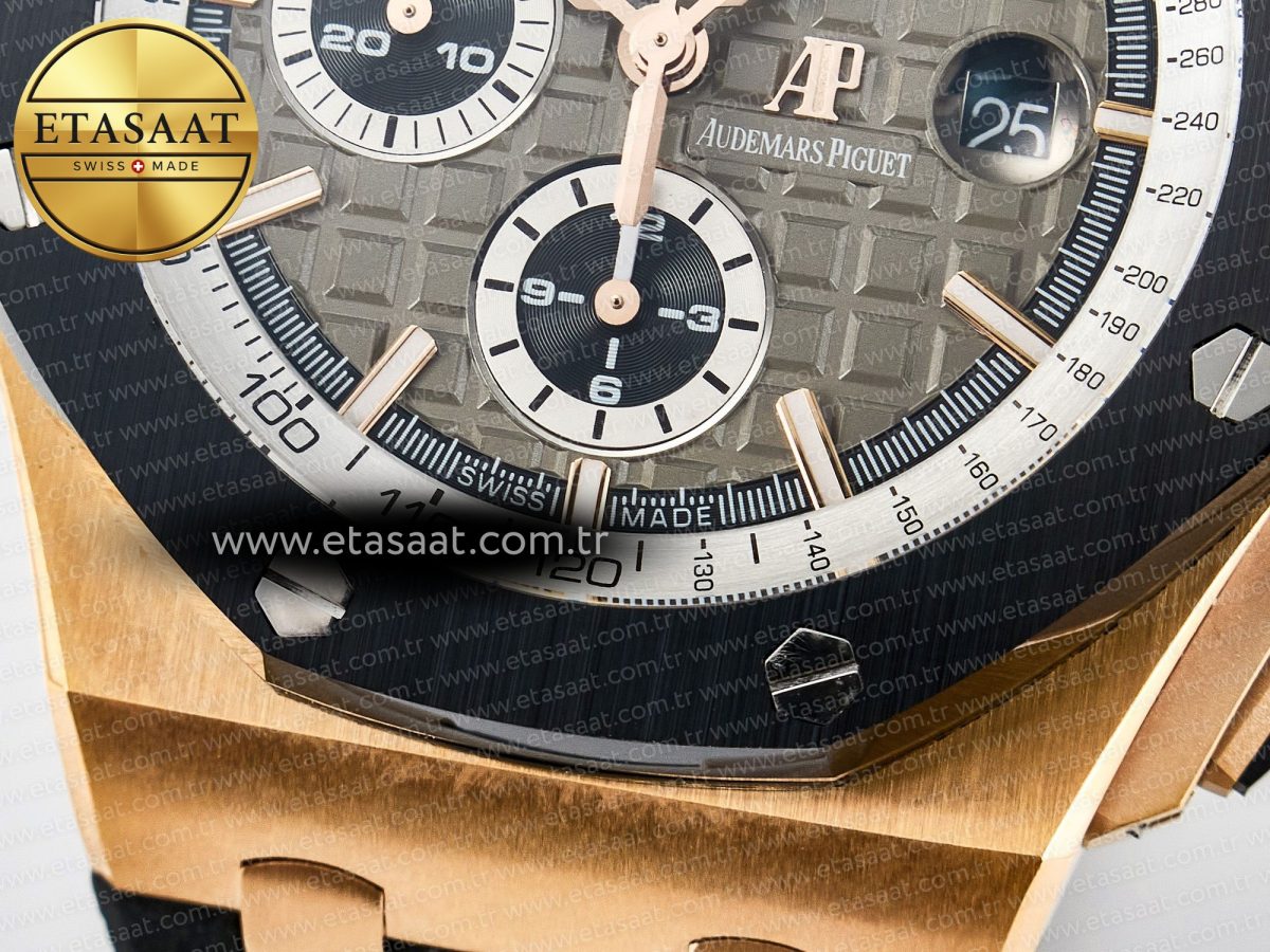 Audemars Piguet Royal Oak Offshore 44mm RG TKF 1:1 Best Edition Gray Dial on Black Rubber Strap A3126 - Görsel 13