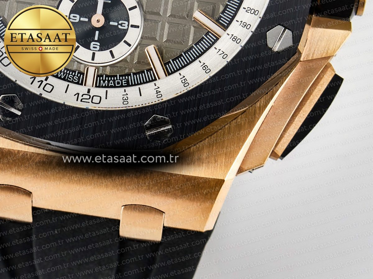 Audemars Piguet Royal Oak Offshore 44mm RG TKF 1:1 Best Edition Gray Dial on Black Rubber Strap A3126 - Görsel 14