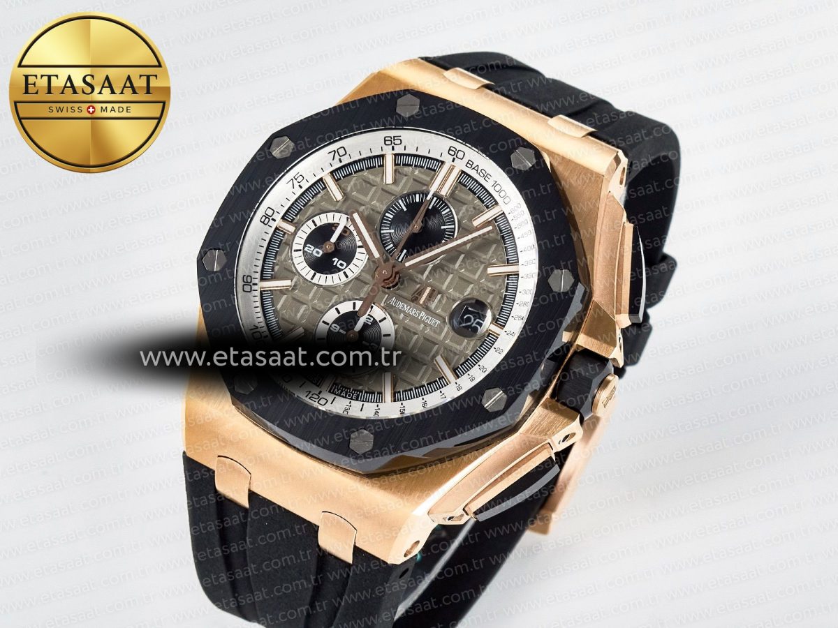 Audemars Piguet Royal Oak Offshore 44mm RG TKF 1:1 Best Edition Gray Dial on Black Rubber Strap A3126 - Görsel 2