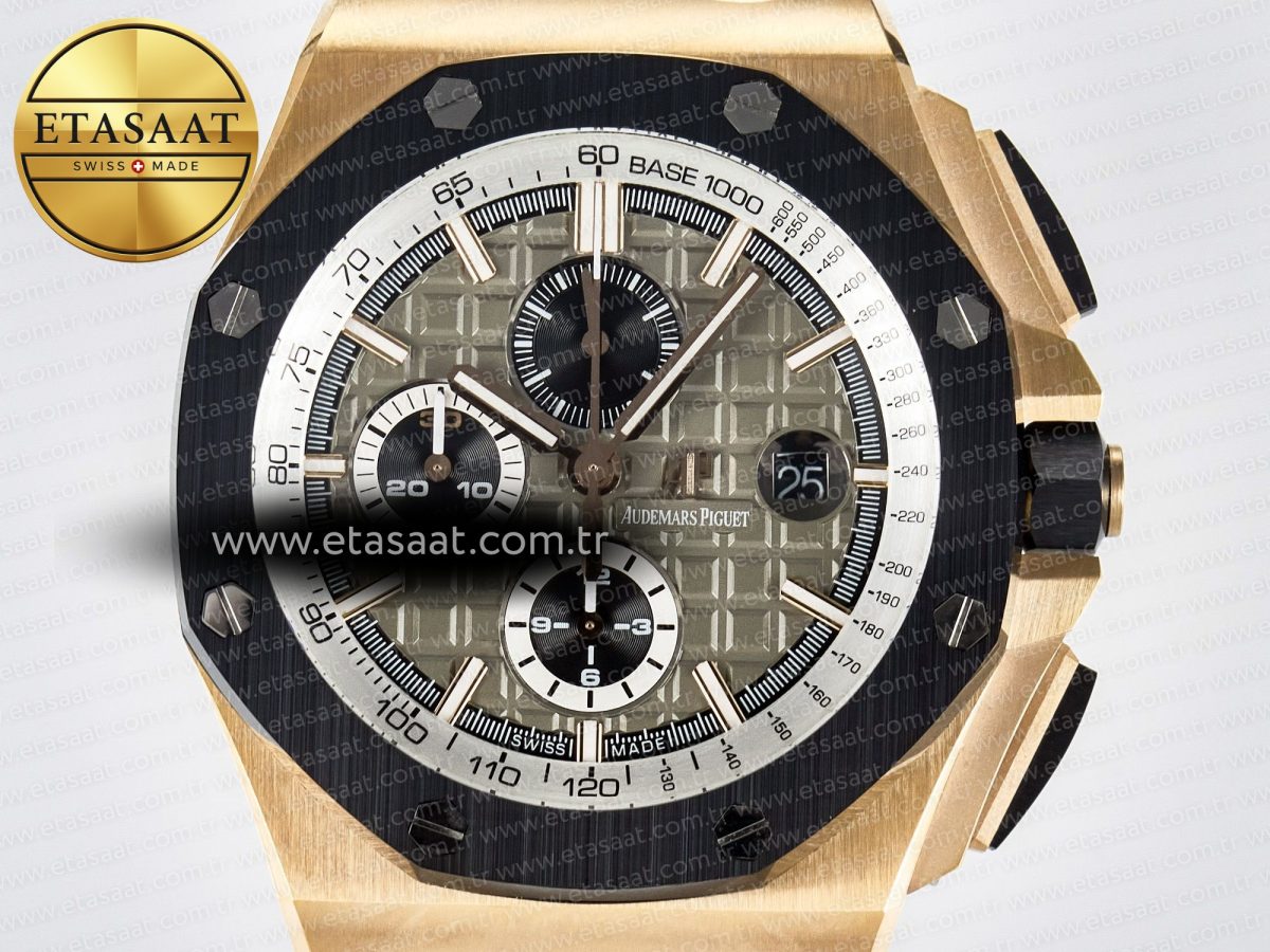 Audemars Piguet Royal Oak Offshore 44mm RG TKF 1:1 Best Edition Gray Dial on Black Rubber Strap A3126 - Görsel 4