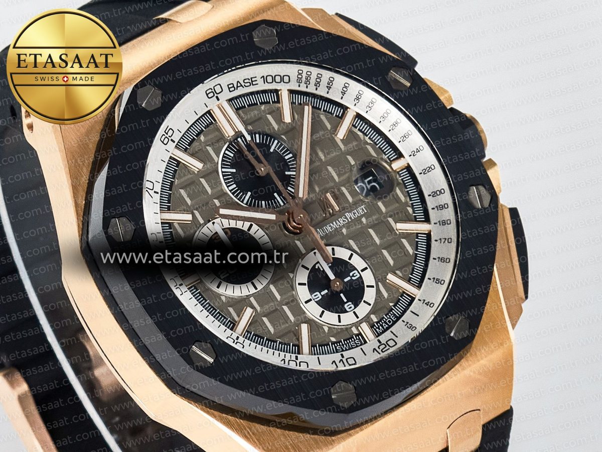 Audemars Piguet Royal Oak Offshore 44mm RG TKF 1:1 Best Edition Gray Dial on Black Rubber Strap A3126 - Görsel 5