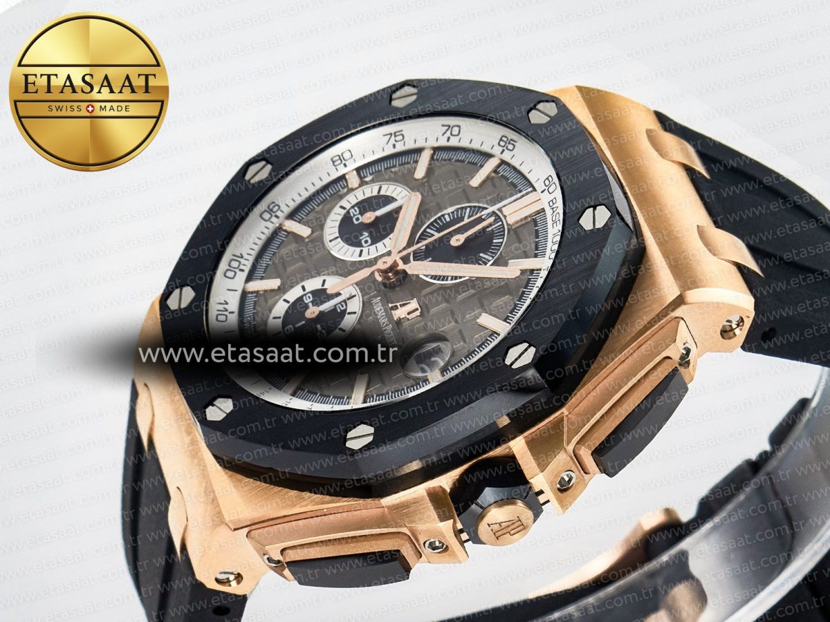 Audemars Piguet Royal Oak Offshore 44mm RG TKF 1:1 Best Edition Gray Dial on Black Rubber Strap A3126 - Görsel 6