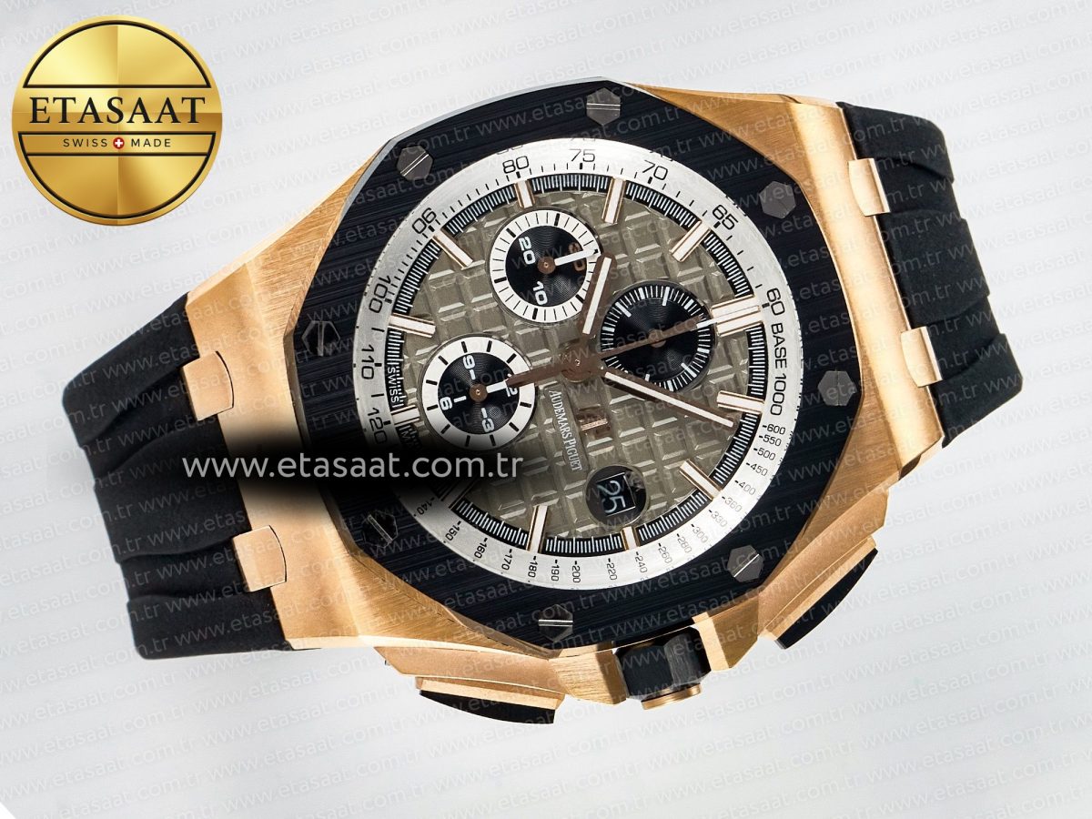 Audemars Piguet Royal Oak Offshore 44mm RG TKF 1:1 Best Edition Gray Dial on Black Rubber Strap A3126 - Görsel 8