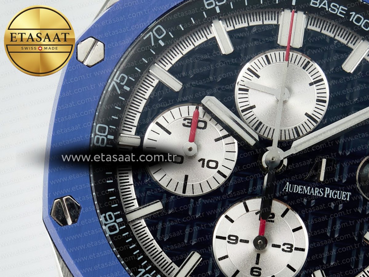 Audemars Piguet Royal Oak Offshore 44mm SS TKF 1:1 Best Edition Blue Dial on Blue Camou Rubber Strap A3126 - Görsel 10
