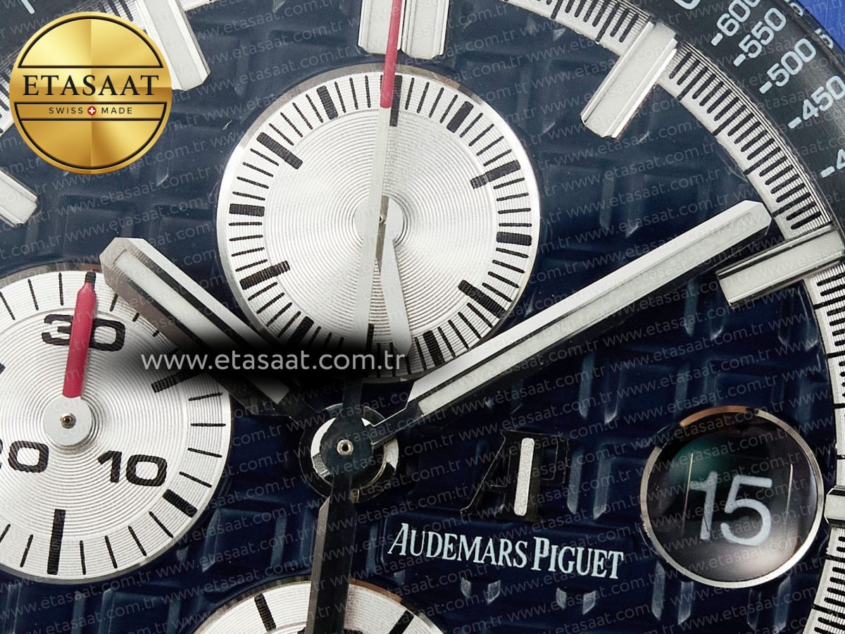 Audemars Piguet Royal Oak Offshore 44mm SS TKF 1:1 Best Edition Blue Dial on Blue Camou Rubber Strap A3126 - Görsel 11