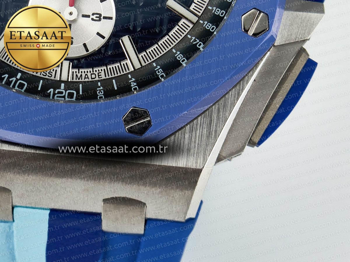 Audemars Piguet Royal Oak Offshore 44mm SS TKF 1:1 Best Edition Blue Dial on Blue Camou Rubber Strap A3126 - Görsel 14