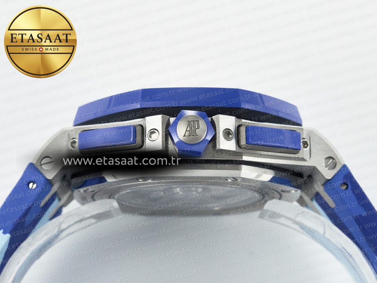 Audemars Piguet Royal Oak Offshore 44mm SS TKF 1:1 Best Edition Blue Dial on Blue Camou Rubber Strap A3126 - Görsel 16