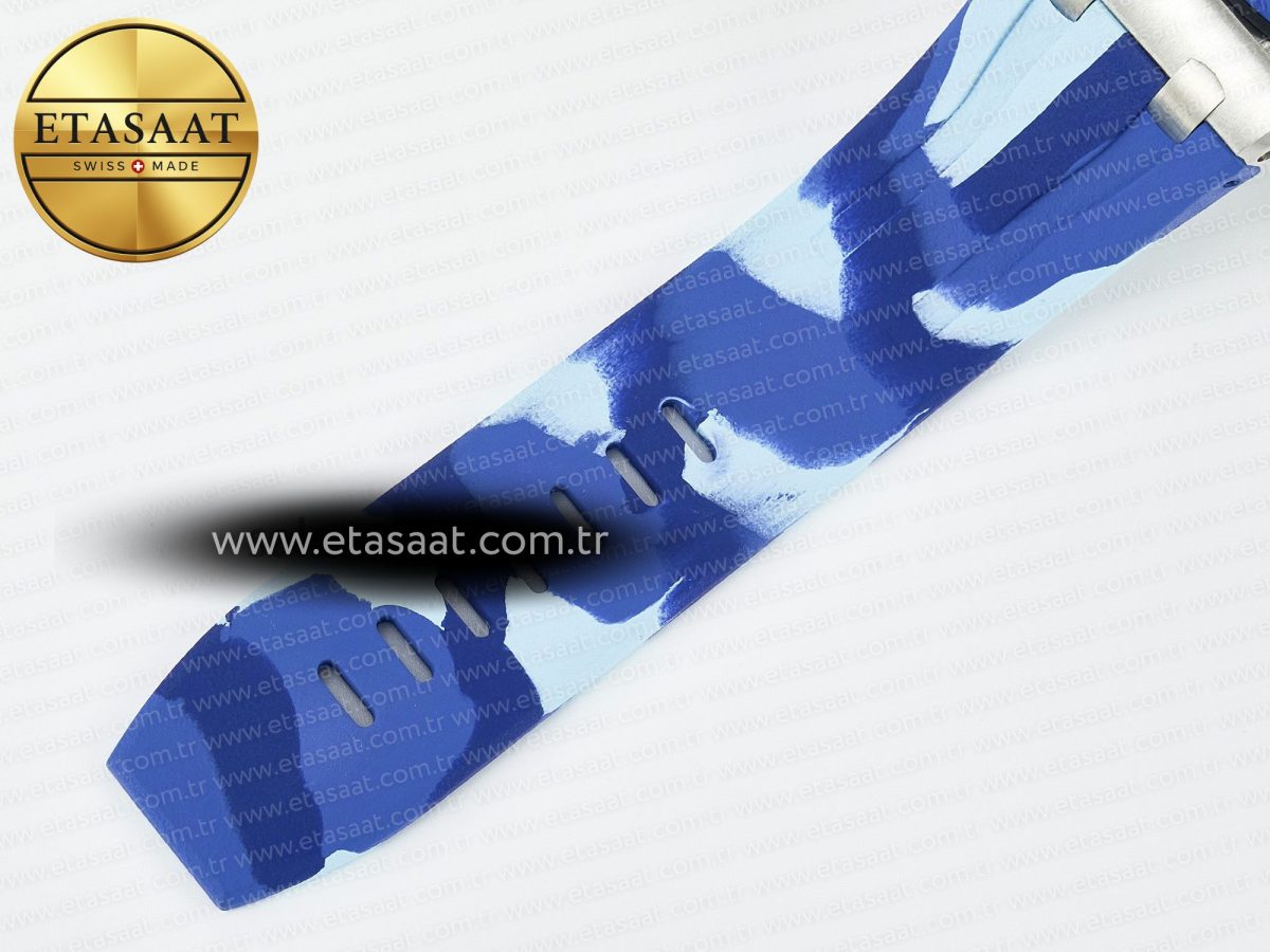 Audemars Piguet Royal Oak Offshore 44mm SS TKF 1:1 Best Edition Blue Dial on Blue Camou Rubber Strap A3126 - Görsel 23
