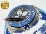 Audemars Piguet Royal Oak Offshore 44mm SS TKF 1:1 Best Edition Blue Dial on Blue Camou Rubber Strap A3126 - Görsel 6