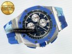 Audemars Piguet Royal Oak Offshore 44mm SS TKF 1:1 Best Edition Blue Dial on Blue Camou Rubber Strap A3126 - Görsel 8