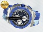 Audemars Piguet Royal Oak Offshore 44mm SS TKF 1:1 Best Edition Blue Dial on Blue Camou Rubber Strap A3126 - Görsel 9