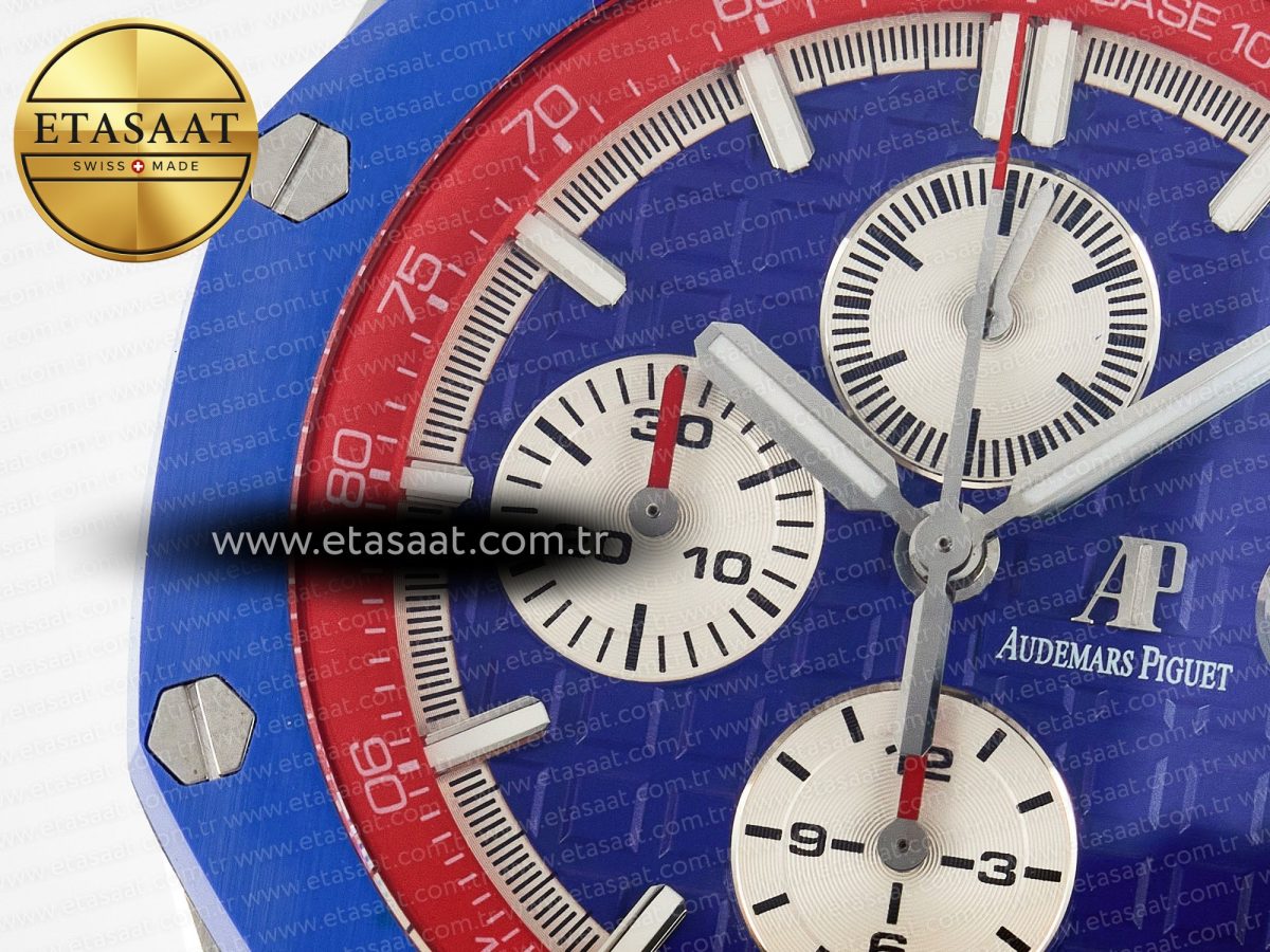 Audemars Piguet Royal Oak Offshore 44mm SS TKF 1:1 Best Edition Blue/Red Dial on Blue/Red Rubber Strap A3126 - Görsel 10