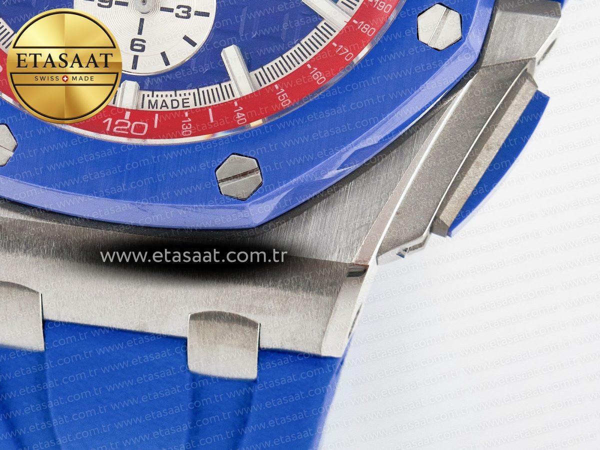 Audemars Piguet Royal Oak Offshore 44mm SS TKF 1:1 Best Edition Blue/Red Dial on Blue/Red Rubber Strap A3126 - Görsel 14