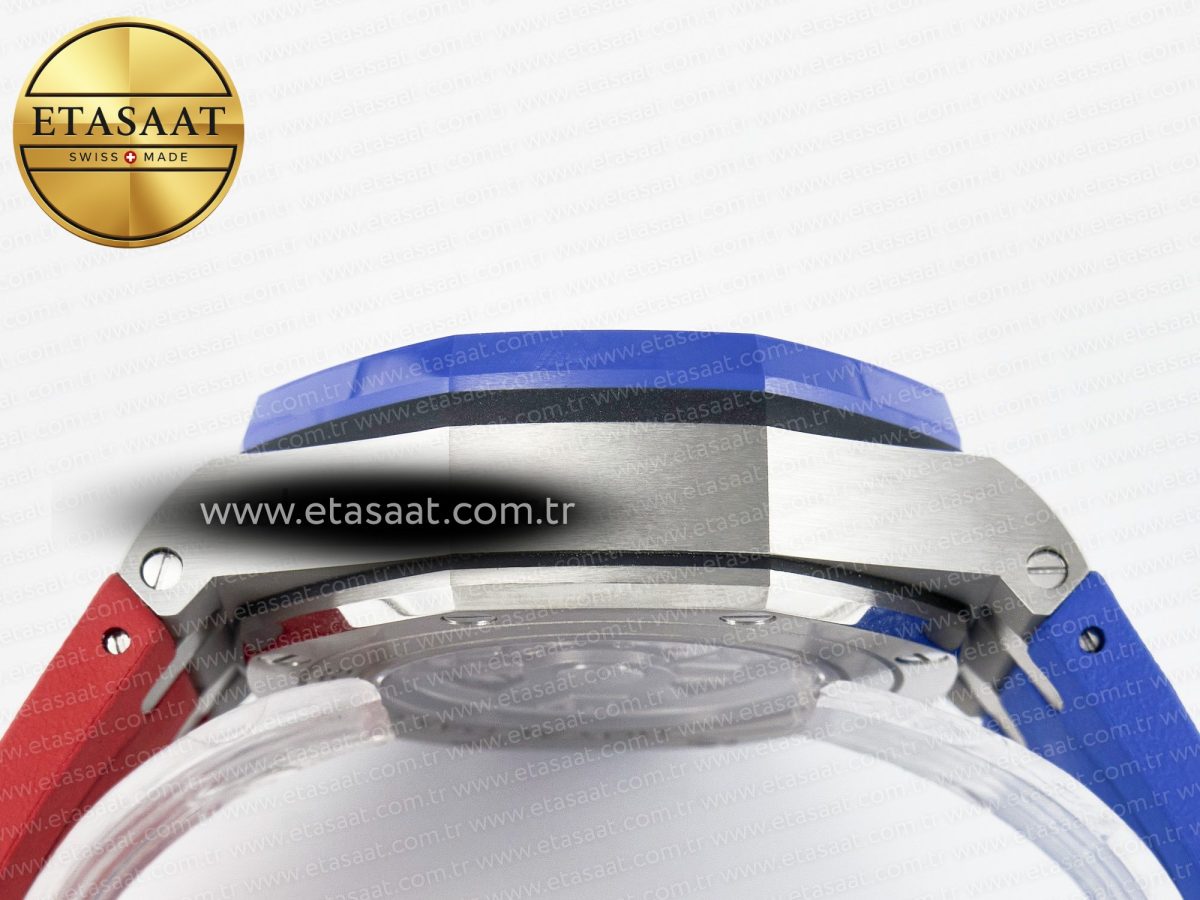 Audemars Piguet Royal Oak Offshore 44mm SS TKF 1:1 Best Edition Blue/Red Dial on Blue/Red Rubber Strap A3126 - Görsel 15