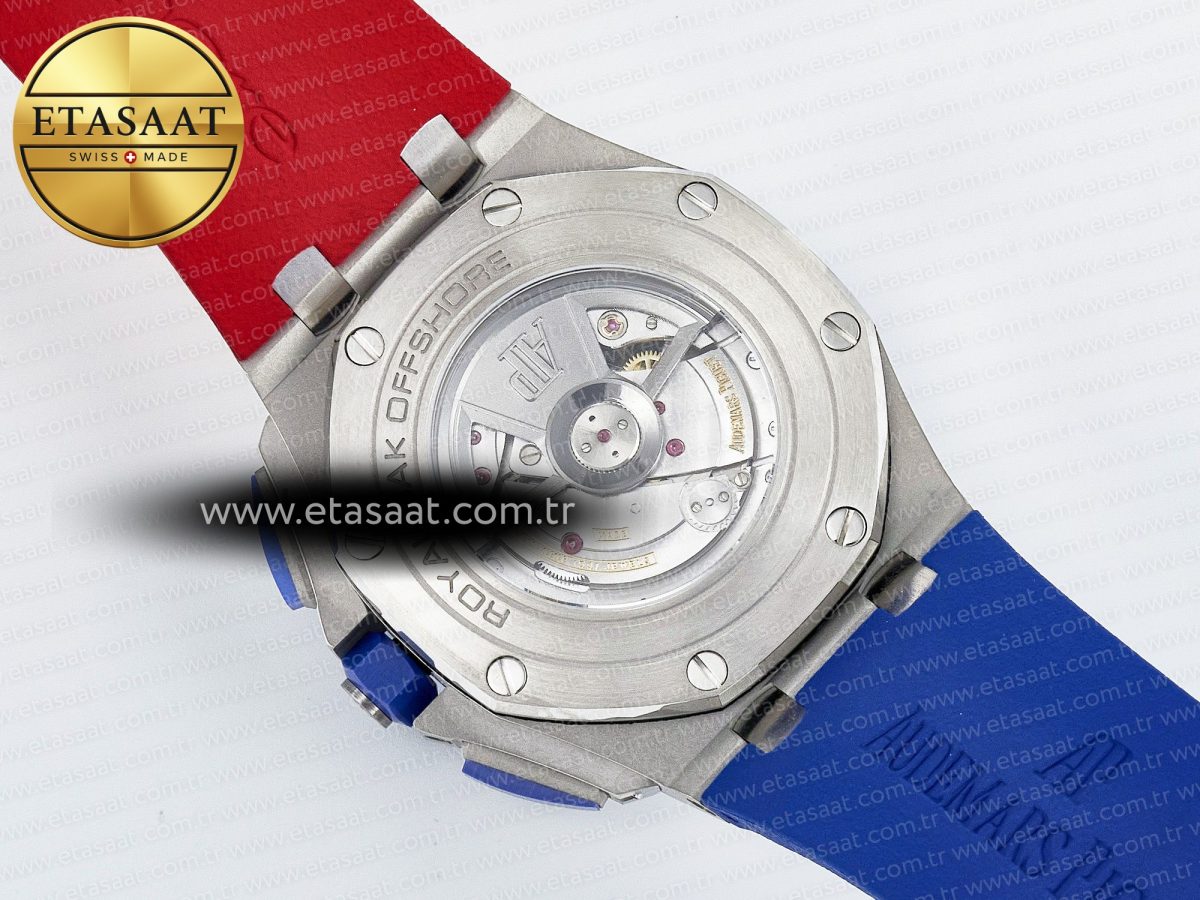 Audemars Piguet Royal Oak Offshore 44mm SS TKF 1:1 Best Edition Blue/Red Dial on Blue/Red Rubber Strap A3126 - Görsel 18