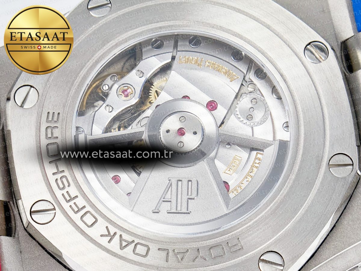 Audemars Piguet Royal Oak Offshore 44mm SS TKF 1:1 Best Edition Blue/Red Dial on Blue/Red Rubber Strap A3126 - Görsel 19
