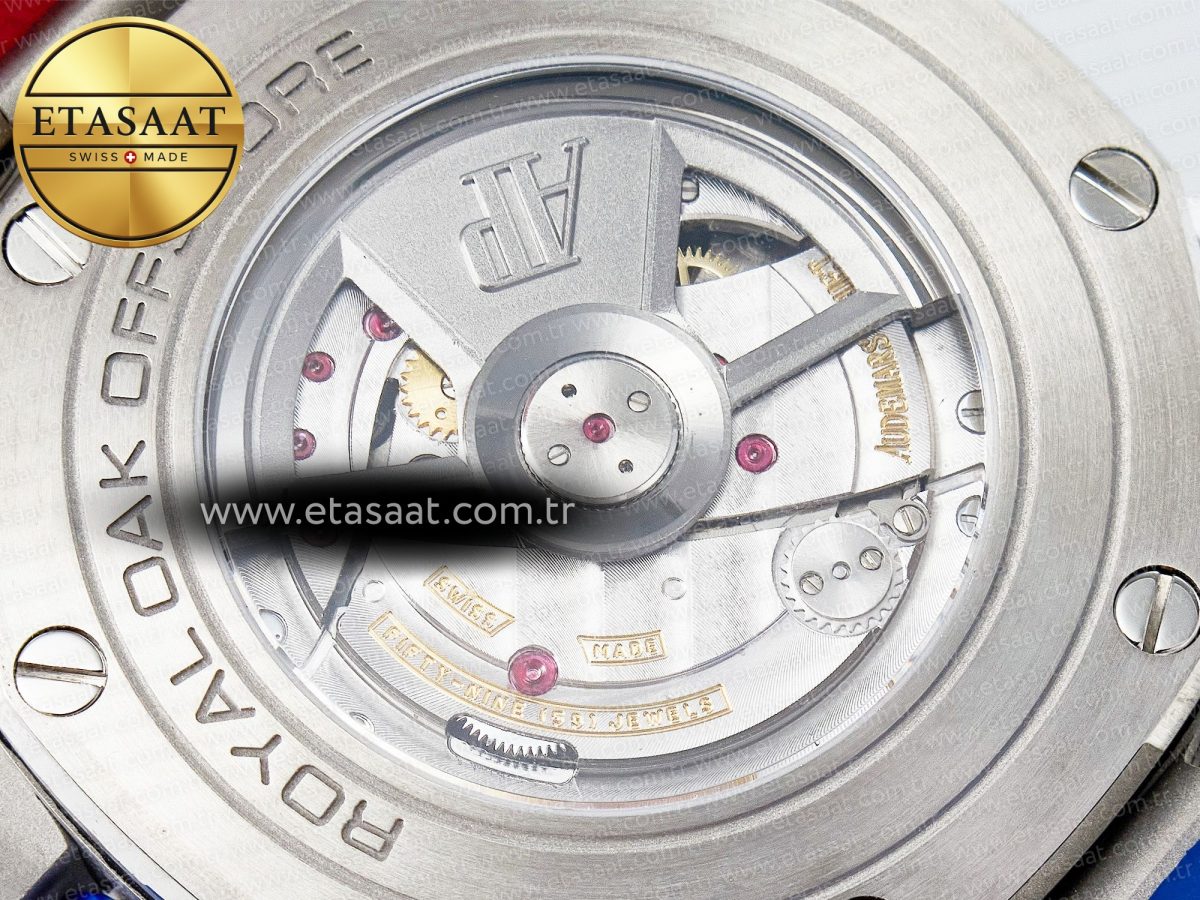 Audemars Piguet Royal Oak Offshore 44mm SS TKF 1:1 Best Edition Blue/Red Dial on Blue/Red Rubber Strap A3126 - Görsel 20