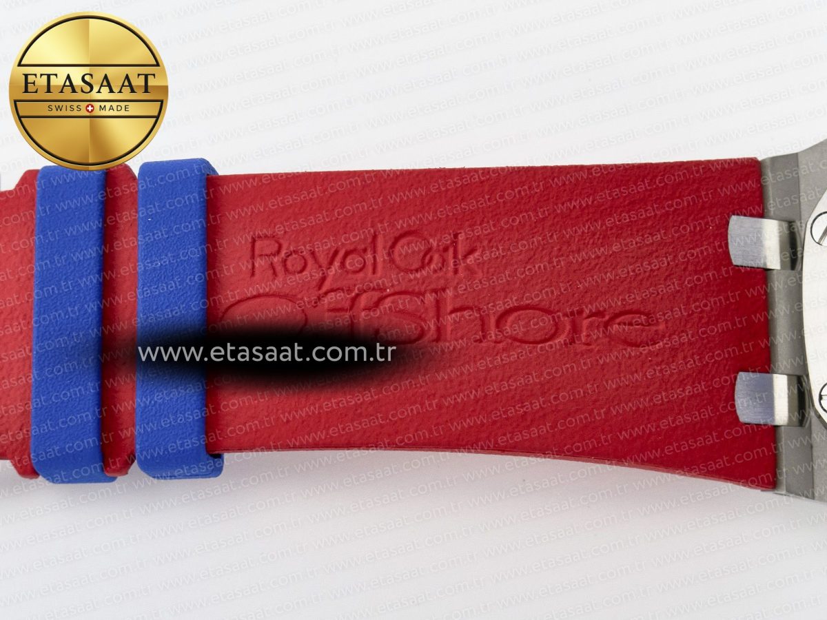 Audemars Piguet Royal Oak Offshore 44mm SS TKF 1:1 Best Edition Blue/Red Dial on Blue/Red Rubber Strap A3126 - Görsel 28