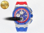 Audemars Piguet Royal Oak Offshore 44mm SS TKF 1:1 Best Edition Blue/Red Dial on Blue/Red Rubber Strap A3126 - Görsel 3