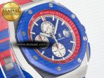 Audemars Piguet Royal Oak Offshore 44mm SS TKF 1:1 Best Edition Blue/Red Dial on Blue/Red Rubber Strap A3126 - Görsel 5