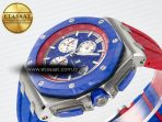 Audemars Piguet Royal Oak Offshore 44mm SS TKF 1:1 Best Edition Blue/Red Dial on Blue/Red Rubber Strap A3126 - Görsel 6