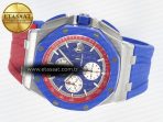 Audemars Piguet Royal Oak Offshore 44mm SS TKF 1:1 Best Edition Blue/Red Dial on Blue/Red Rubber Strap A3126 - Görsel 9