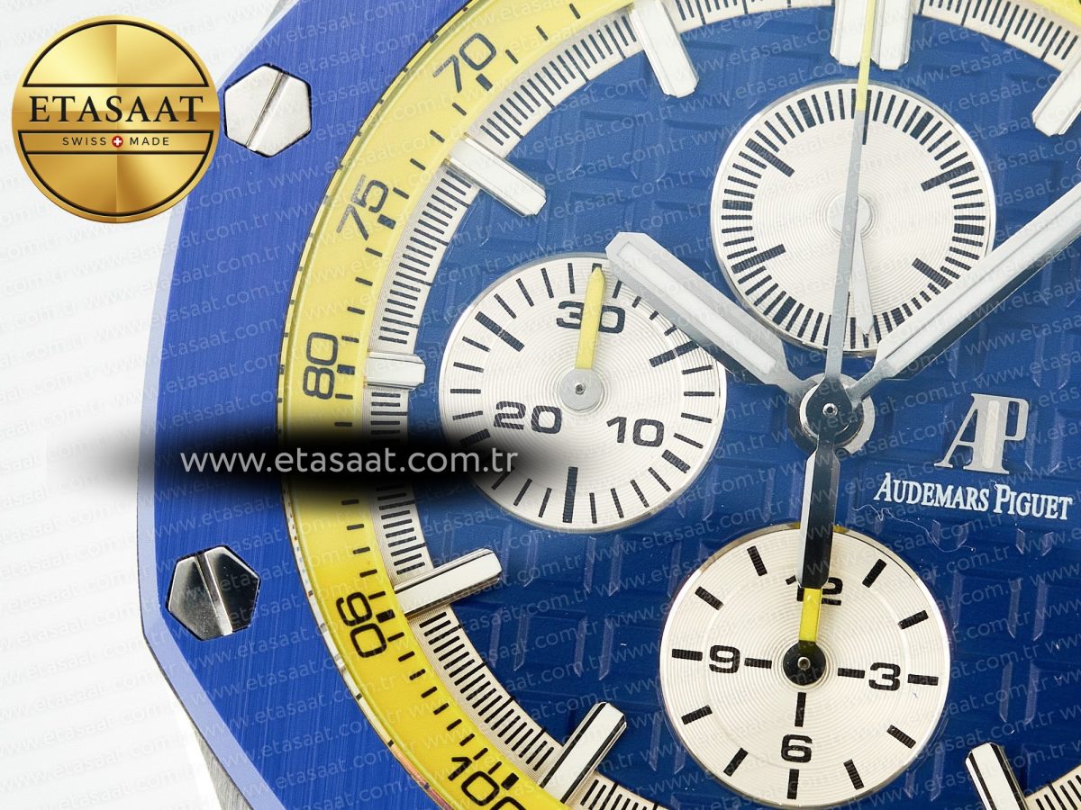 Audemars Piguet Royal Oak Offshore 44mm SS TKF 1:1 Best Edition Blue/Yellow Dial on Blue/Yellow Rubber Strap A3126 - Görsel 10
