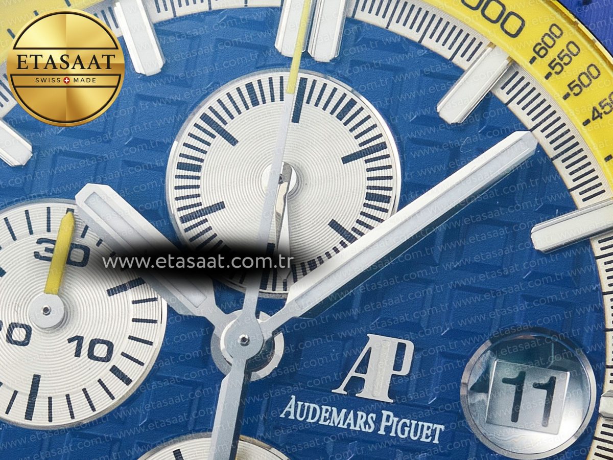Audemars Piguet Royal Oak Offshore 44mm SS TKF 1:1 Best Edition Blue/Yellow Dial on Blue/Yellow Rubber Strap A3126 - Görsel 11