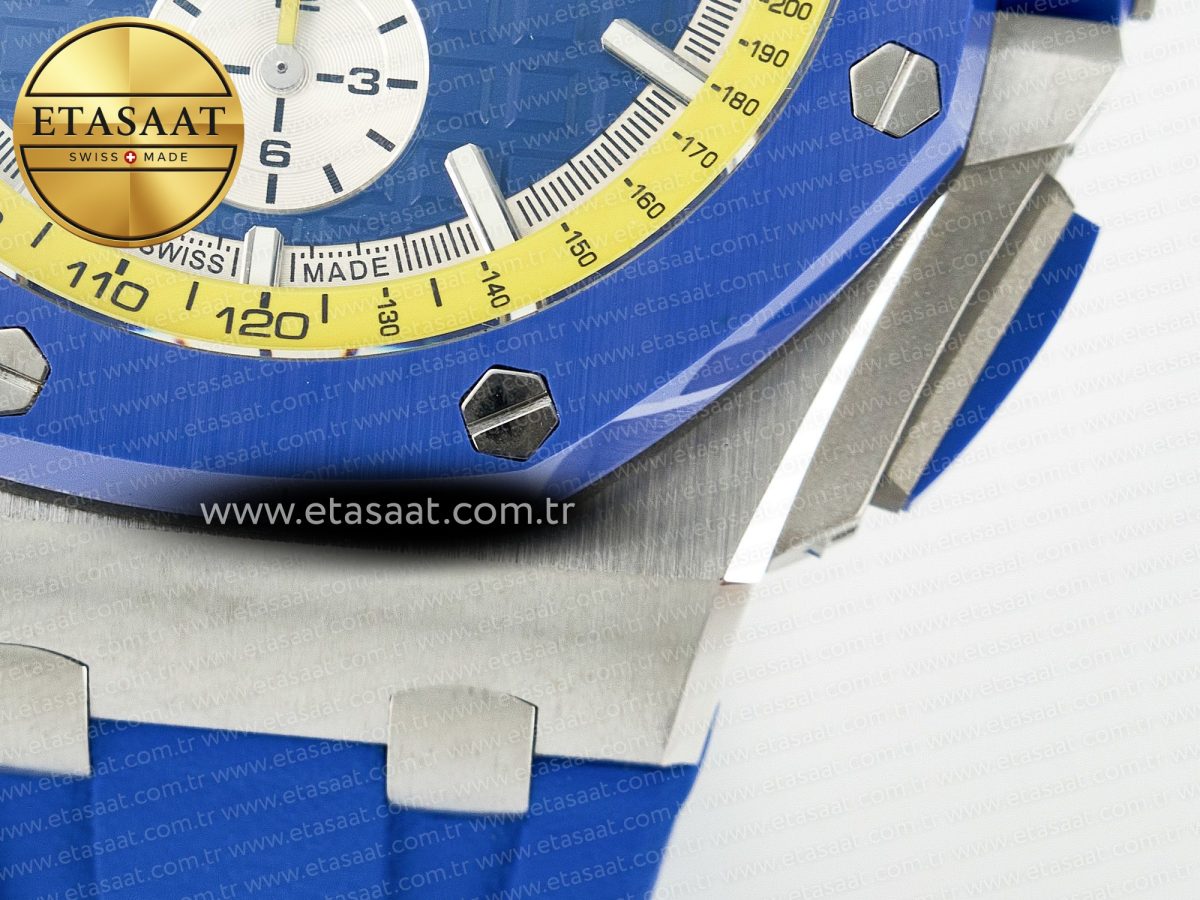 Audemars Piguet Royal Oak Offshore 44mm SS TKF 1:1 Best Edition Blue/Yellow Dial on Blue/Yellow Rubber Strap A3126 - Görsel 14