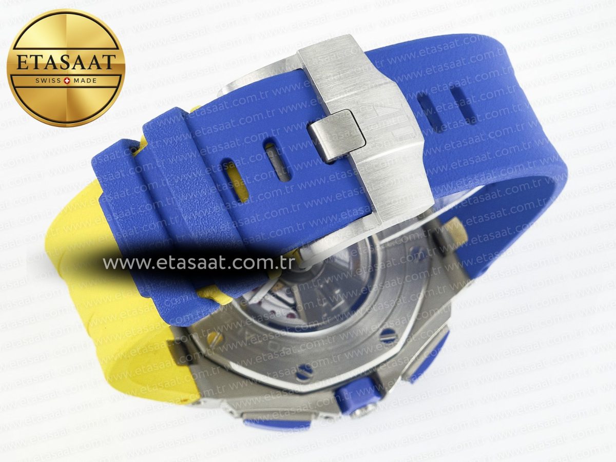 Audemars Piguet Royal Oak Offshore 44mm SS TKF 1:1 Best Edition Blue/Yellow Dial on Blue/Yellow Rubber Strap A3126 - Görsel 17