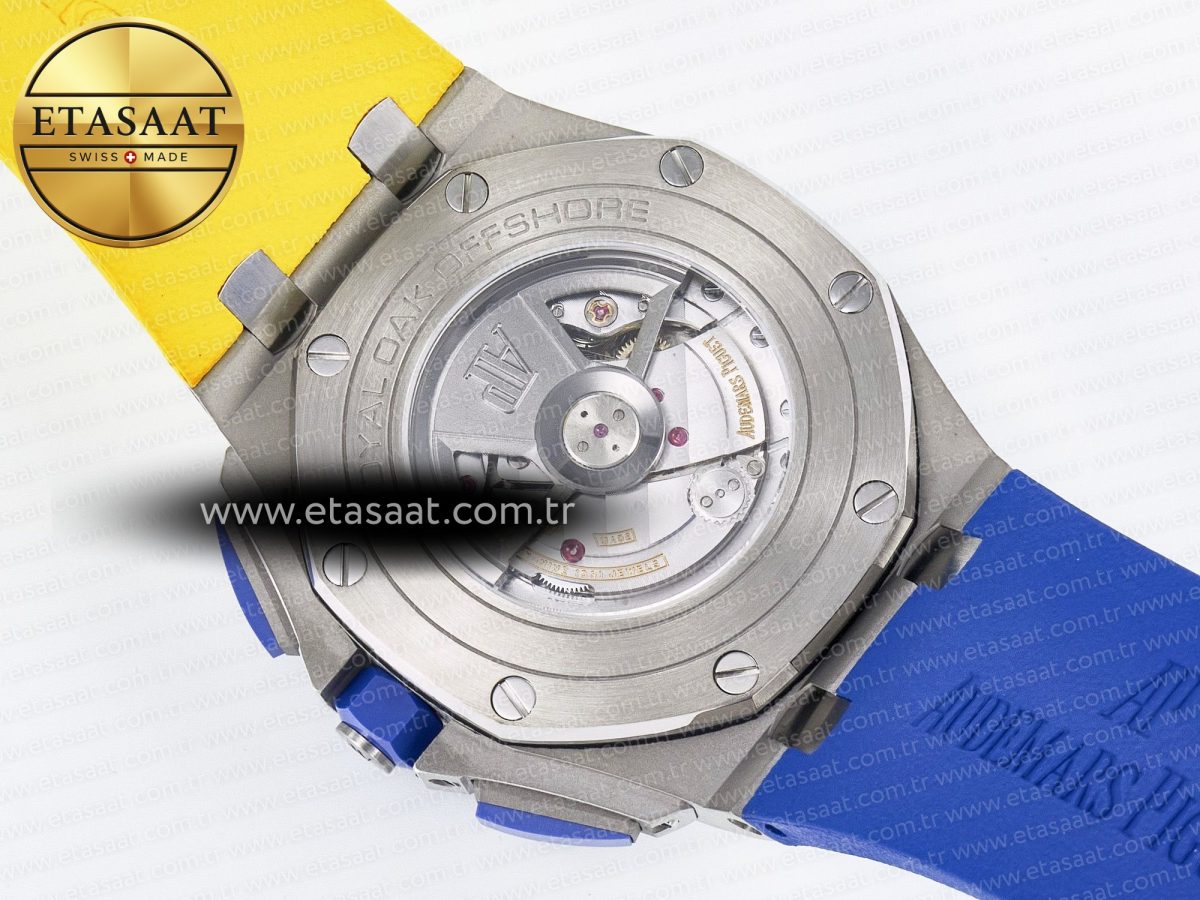 Audemars Piguet Royal Oak Offshore 44mm SS TKF 1:1 Best Edition Blue/Yellow Dial on Blue/Yellow Rubber Strap A3126 - Görsel 18